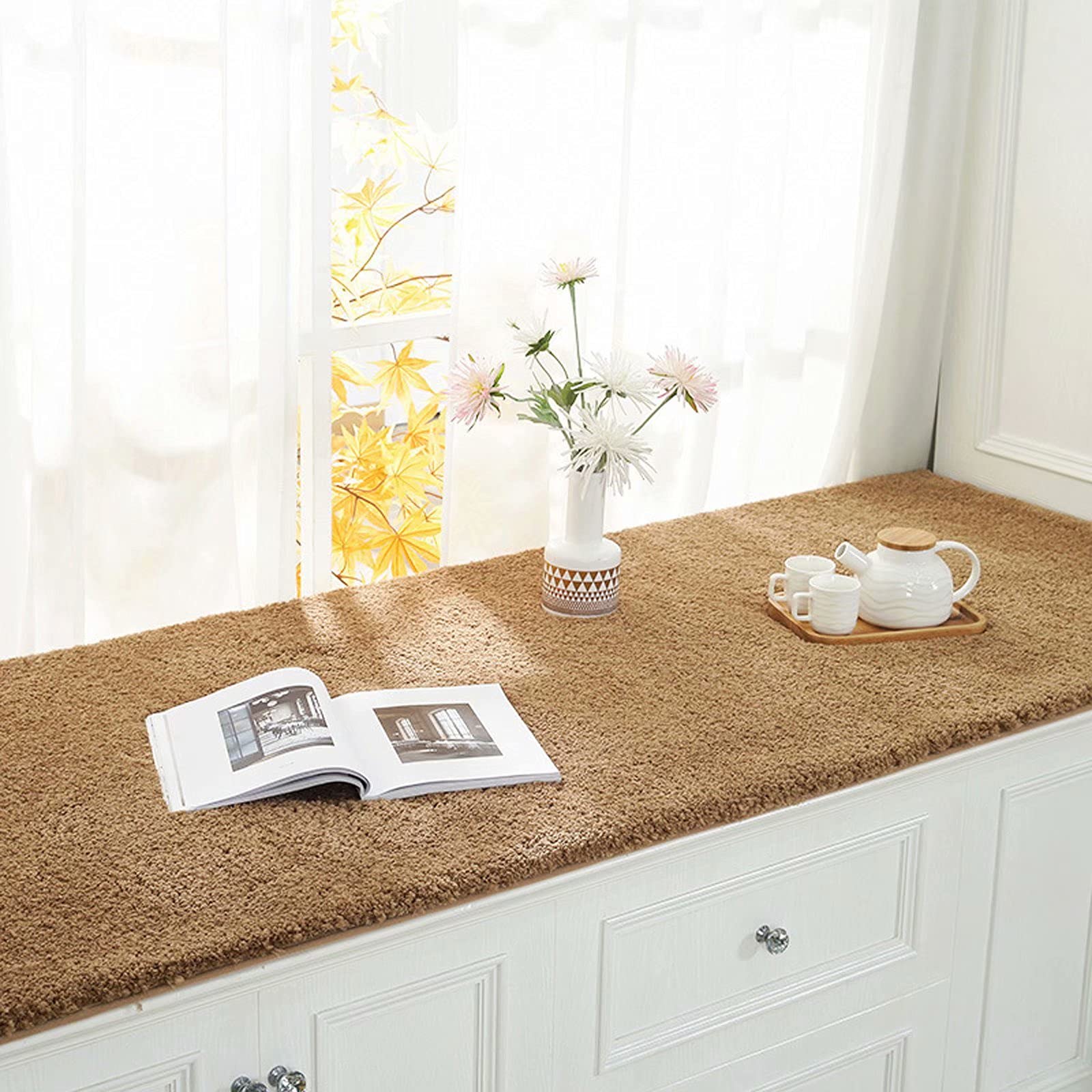 Custom Shaggy Trapezoid Bay Window Cushions - Plush Soft Fluffy Floor Rug for Living Room, Nursery, Kids Bedroom & Dorm - Modern Indoor Area Carpet for Girls & Boys - Perfect for Cozy Seating, Play Areas & Home Decor