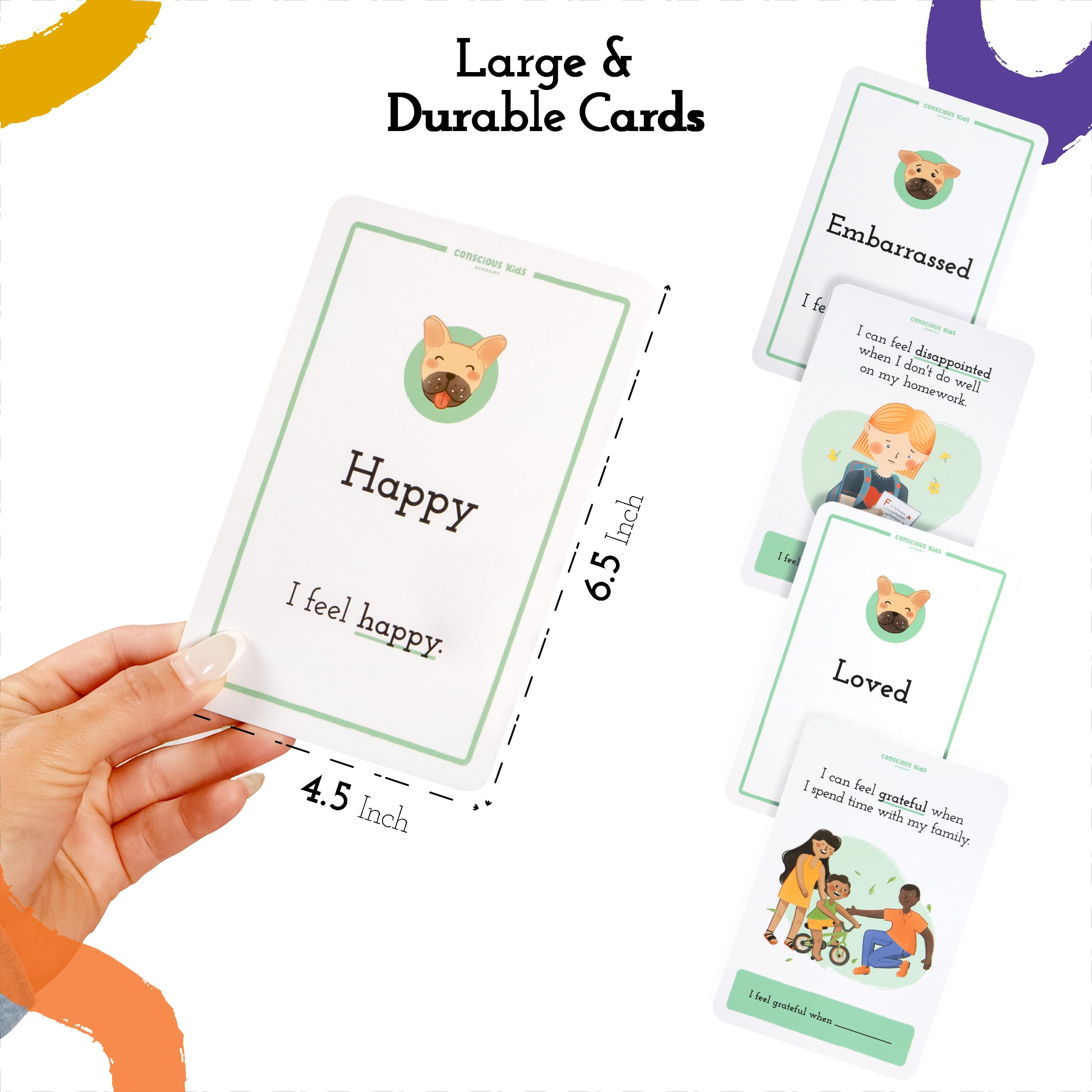 Emotional Learning Cards for Kids - 50 Feelings & Expression Flashcards for Toddlers, ADHD, Autism Therapy | Social Emotional Learning Tool for Classroom & Home Use | Teach Communication Skills & Emotional Intelligence