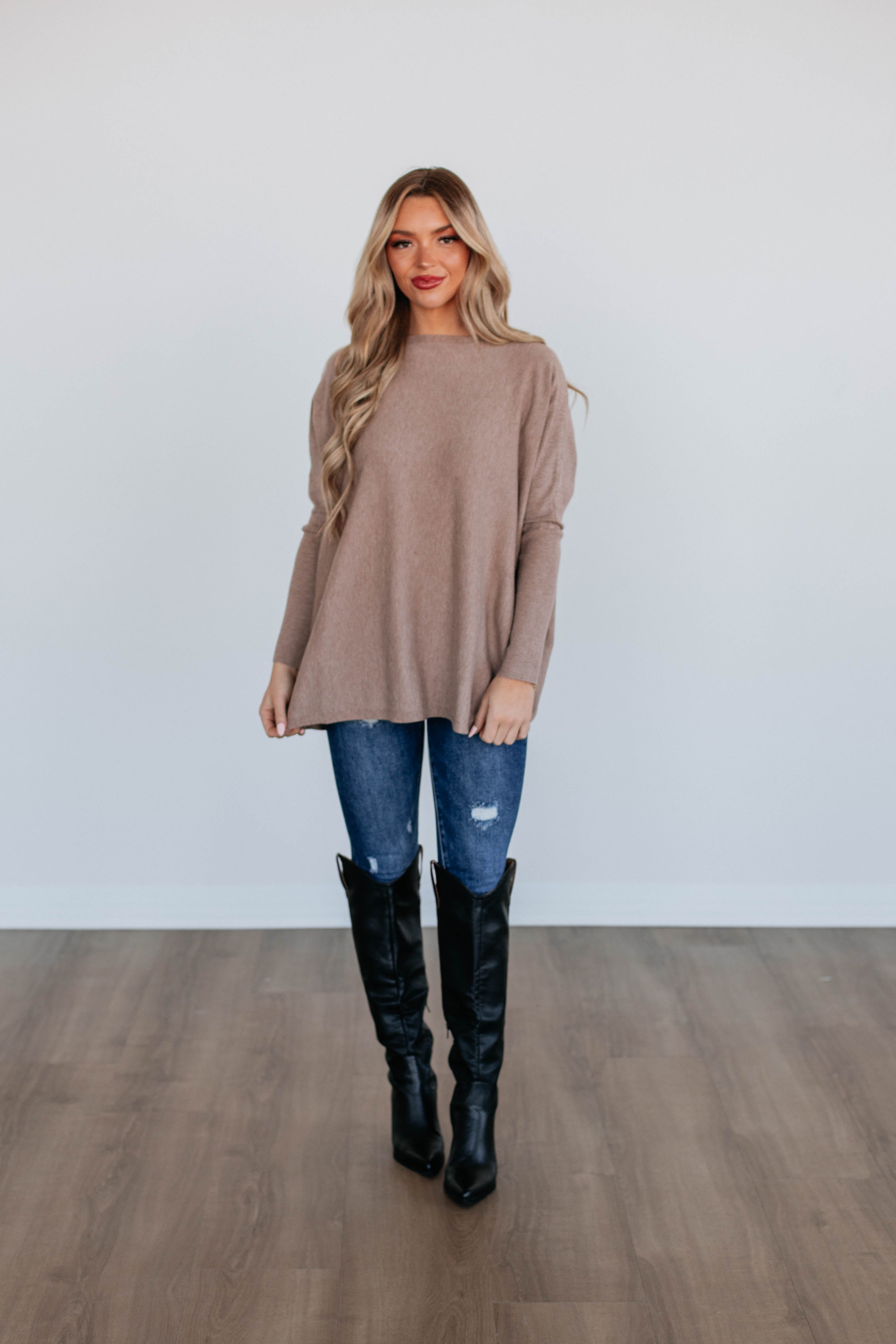 Edella Women's Knit Sweater - Soft Latte Color Pullover for Fall & Winter | Cozy Casual Wear for Office, Travel & Daily Outfits