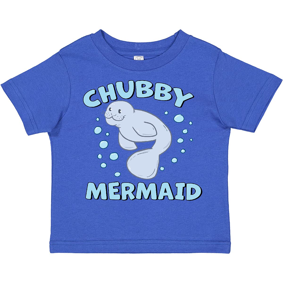 Inktastic Chubby Mermaid with Cute Manatee and Bubbles Toddler T-Shirt - Adorable Kids Graphic Tee for Beach Vacations & Summer Outfits