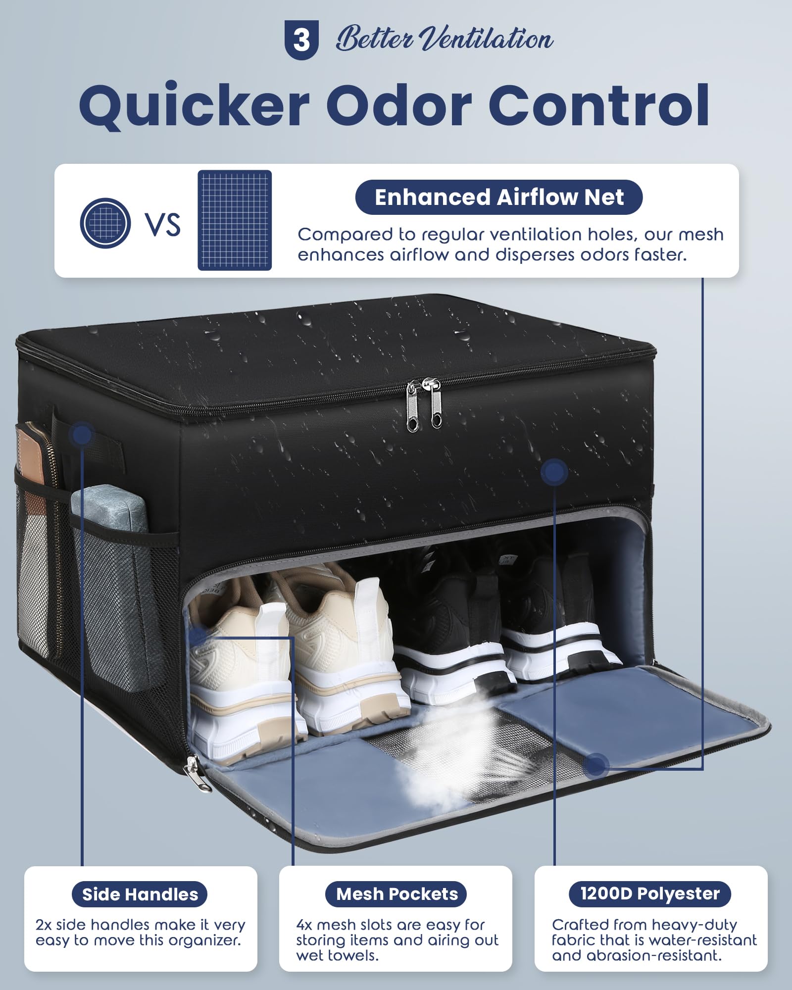 Premium Golf Trunk Organizer - Large Collapsible Storage Box with 4 Dividers for Golf Shoes, Clothes, Gloves & Hats | Water-Resistant Golf Shoe Bag Holds 2 Pairs | Perfect Golf Accessories for Men & Women | Ideal for Car Storage, Travel & Golf Course Organization