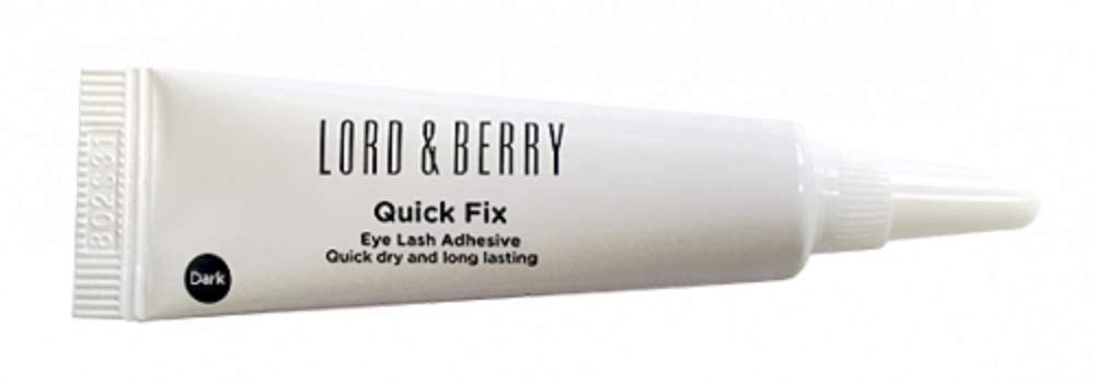 Lord and Berry QUICK FIX Dark Eyelash Glue - Fast Drying, Long Lasting Black Lash Adhesive (0.7 oz) - Perfect for False Eyelashes, Lash Extensions & Makeup Application