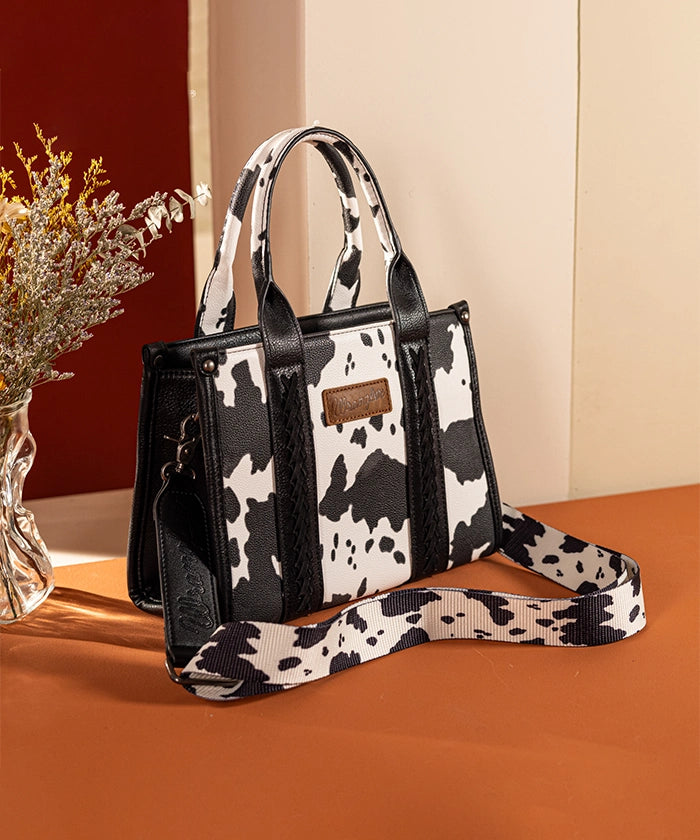 Wrangler Cow Print Concealed Carry Handbag for Women - Fashionable Western Style Purse with Hidden Gun Pocket | Perfect for Everyday Carry, Travel & Outdoor Adventures