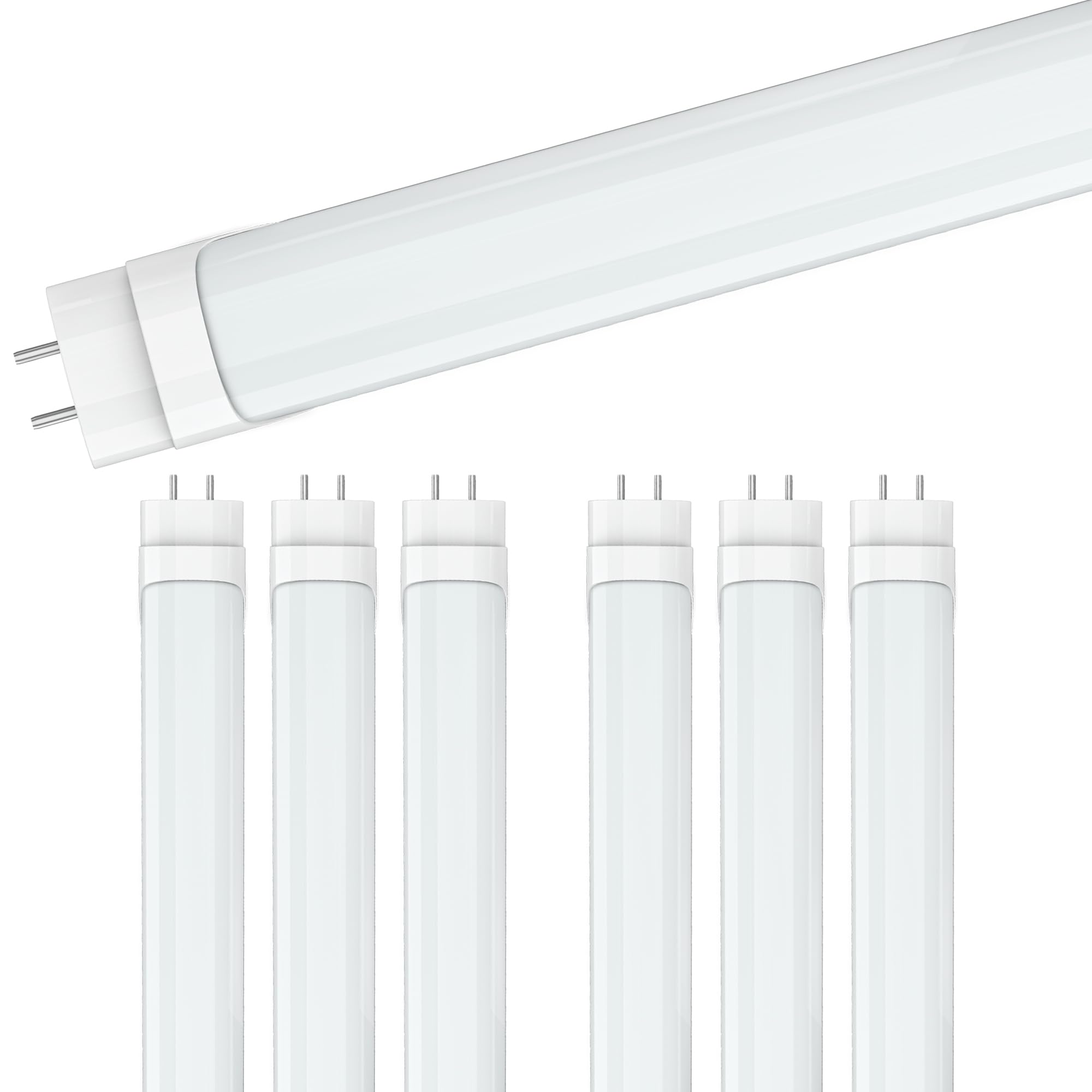 T8 T12 LED Tube Light Bulbs 4ft - Super Bright 22W 5000K 2860LM, Type A+B Dual Mode (Plug & Play/Ballast Bypass), Durable Fluorescent Replacement - ETL & DLC Certified (6-Pack, Cool White) - Perfect for Offices, Warehouses & Commercial Lighting