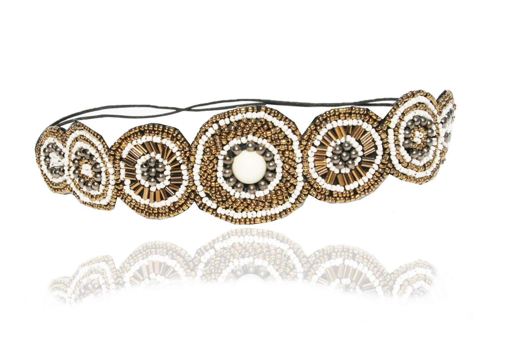 Gold Cream Bridal Beaded Headband - Wedding Hair Accessory for Bride & Flower Girl
