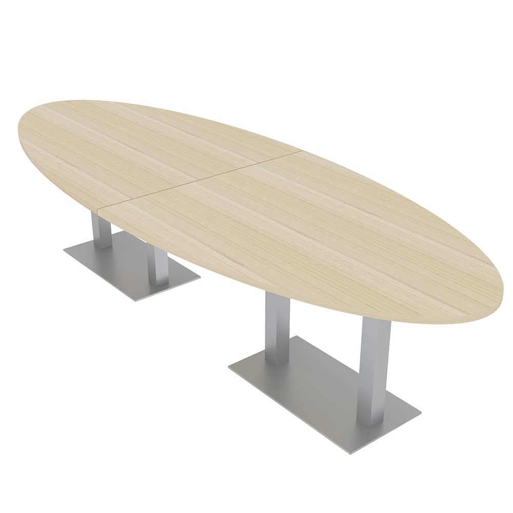 8-Person Oval Conference Table with Metal Base | Modular Meeting Table for Office | Harmony Series Maple Finish | 10 ft | Perfect for Boardrooms, Team Meetings & Collaborative Workspaces