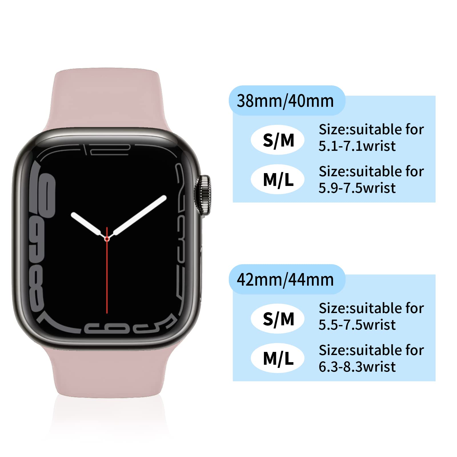 Premium Soft Silicone Sport Band for Apple Watch Series 1-9, Ultra 2, SE - Compatible with 38mm 40mm 41mm 42mm 44mm 45mm 49mm - Durable Replacement Strap for Women & Men - Perfect for Workouts, Running & Everyday Wear
