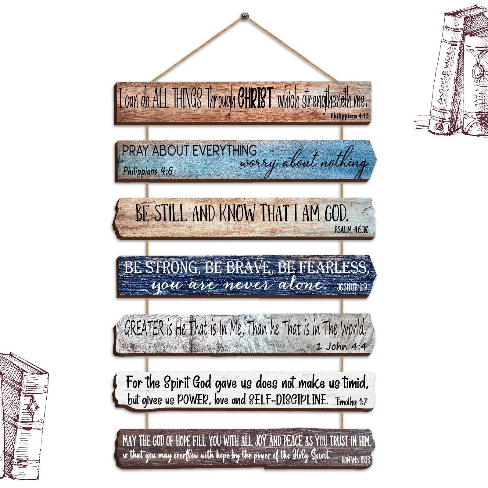 Yookeer Wooden Bible Verse Wall Art - Christian Scripture Decor for Home & Office