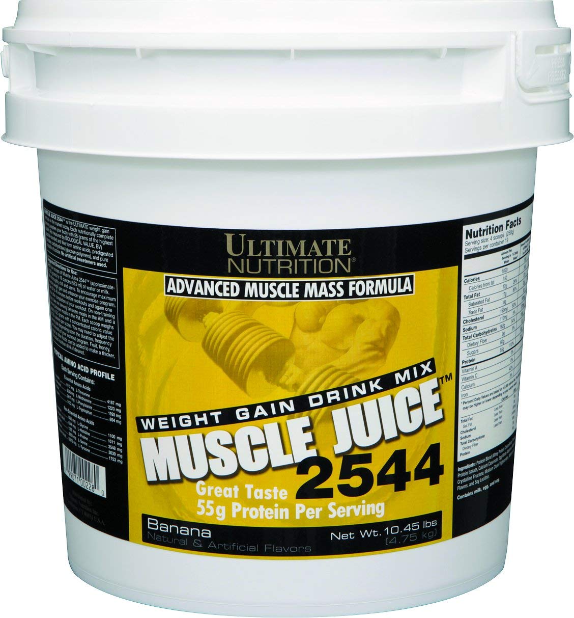 Ultimate Nutrition Muscle Juice 2544 - High Protein Weight Gainer Powder with Whey Concentrate, Isolate, Casein & Egg Whites (13.2 lbs, Banana Flavor) for Bodybuilding, Post-Workout Recovery & Lean Muscle Growth