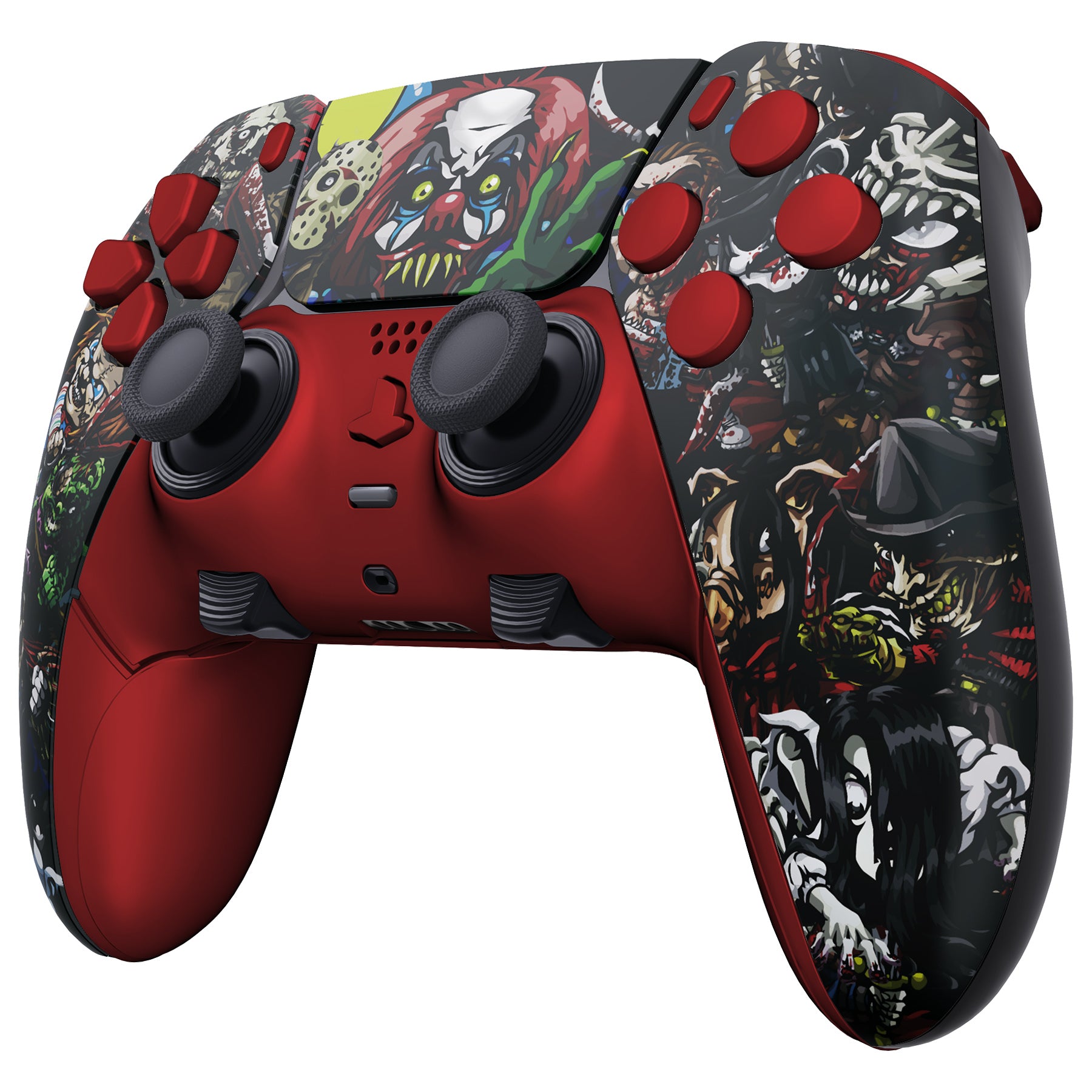 eXtremeRate Scary Party Full Housing Shell Kit with Buttons & Touchpad Cover for PS5 Edge Controller - Custom Replacement Decorative Front & Back Plates - Perfect for Gaming, Halloween Parties & Cosplay Events