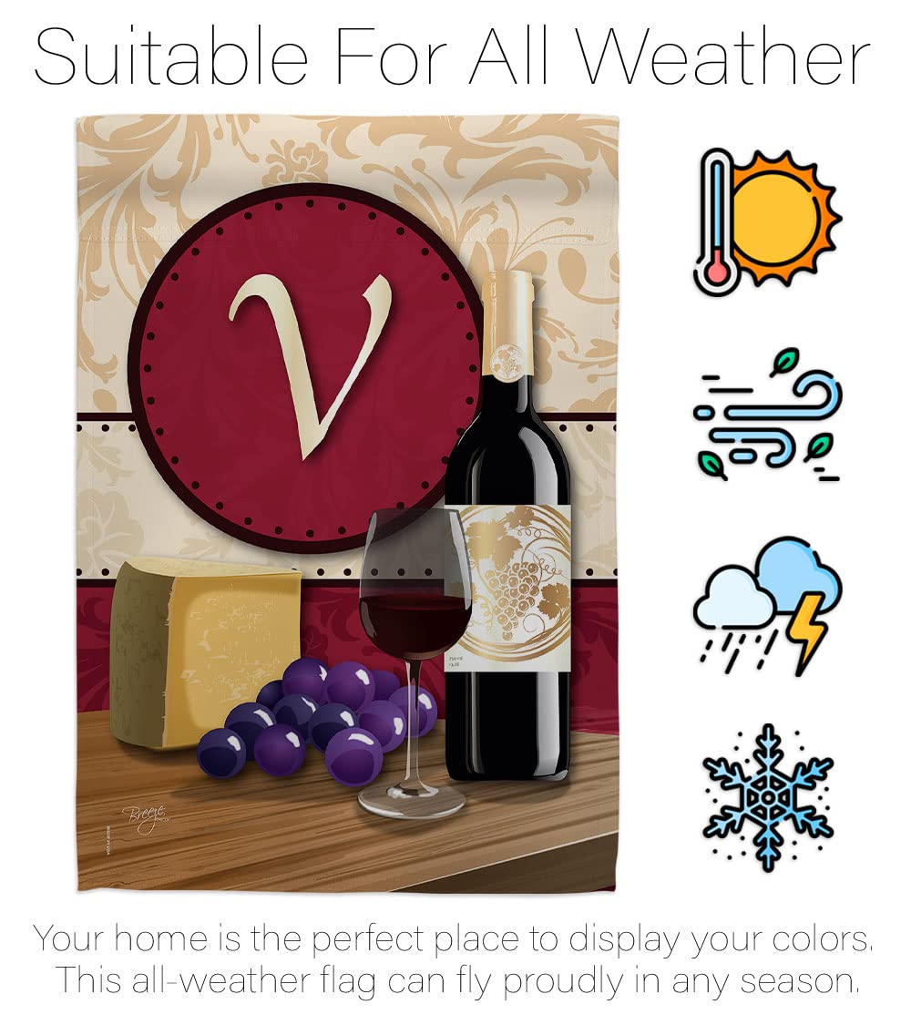 V Initial Happy Hour Wine House Flag Set 28x40