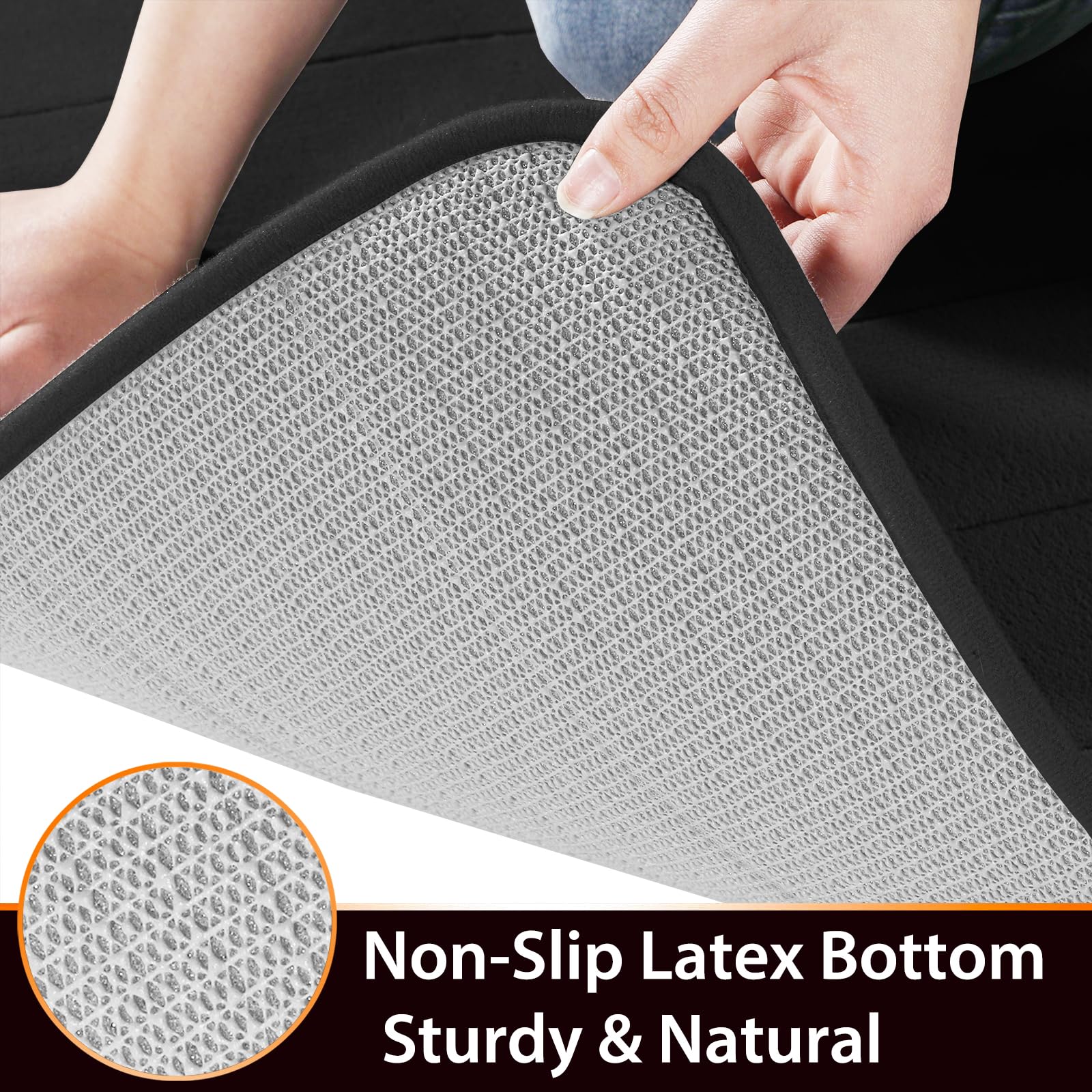 Yimobra Memory Foam Bath Mat - 24x17 Inch Non-Slip Super Absorbent Quick Dry Bathroom Rug - Soft Thick Machine Washable for Shower Tub & Floor - Perfect for Bathroom Safety & Comfort (Black)