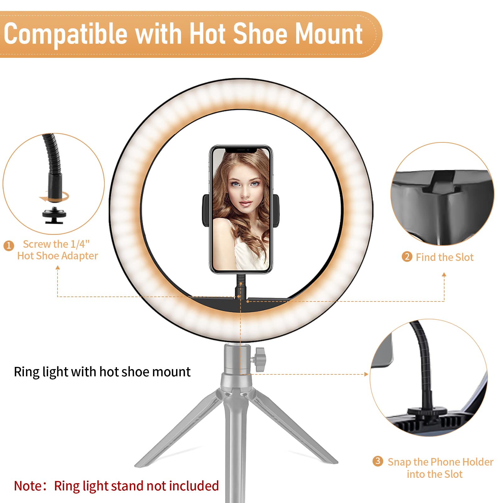 2-Pack Universal Phone Holder for Ring Light & Tripod Stand - 1/4