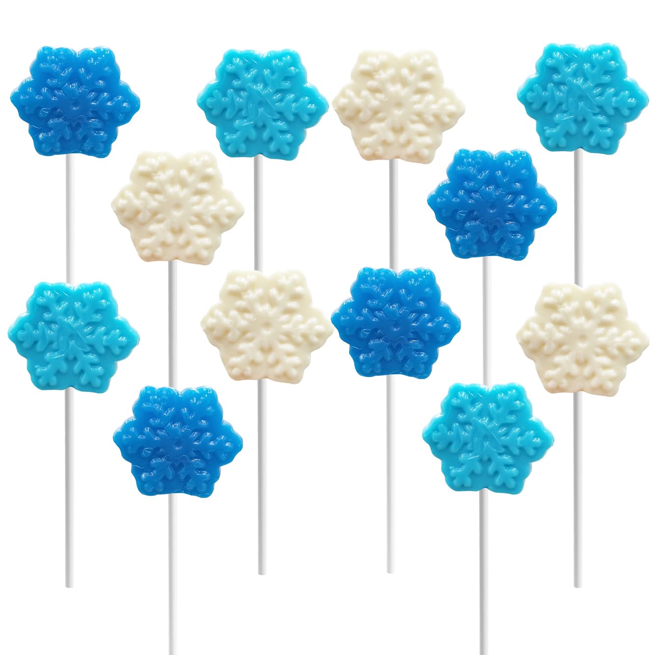 Fruidles Christmas Snowflake Candy Lollipops - 12-Pack Fruit-Flavored Chewable Party Favors for Holiday Gifts, Stocking Stuffers & Christmas Celebrations