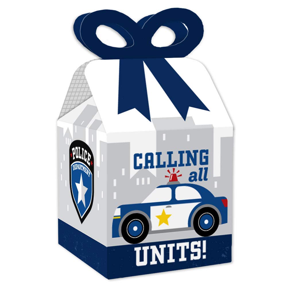 Calling All Units Police Square Favor Gift Boxes - Set of 12 for Cop Birthday Party, Baby Shower & Law Enforcement Events - Perfect for Party Favors, Decorations & Gift Giving