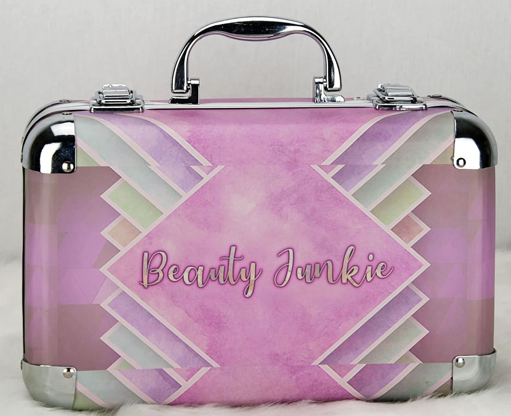 VER Modern Portable Beauty Junkie Makeup Gift Set with Extendable Trays & Mirror - 61pcs Cosmetic Organizer | Perfect for Travel, Home Vanity & Professional Makeup Artists