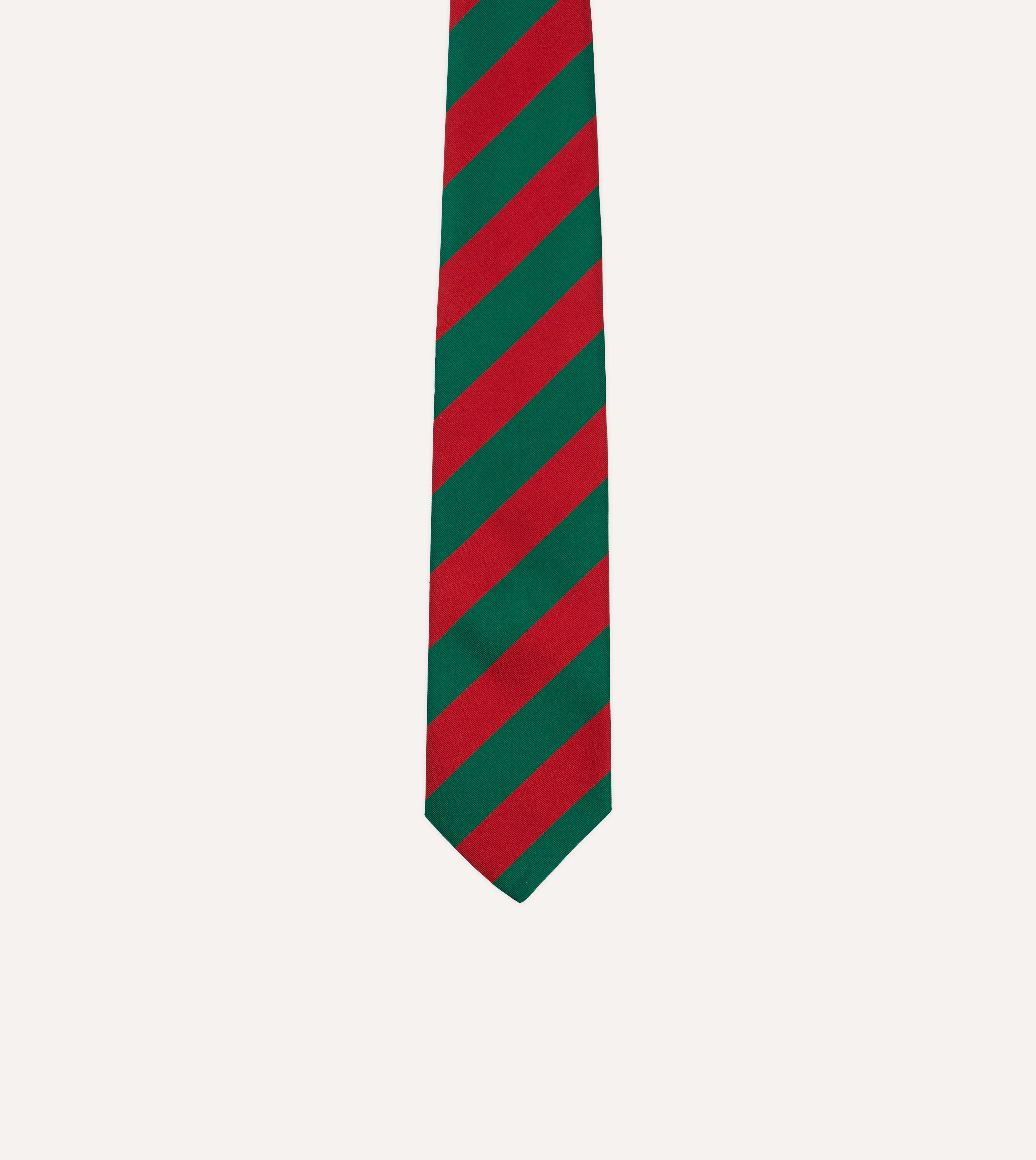 Premium Green & Red Block Stripe Mogador Silk Necktie - Elegant Silk-Tipped Tie for Business, Weddings & Formal Occasions