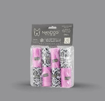 Premium Designer Dog Waste Bag Refills - Floral Pink Damask Pattern | Eco-Friendly Poop Bags for Small & Large Dogs | Perfect for Walks, Parks & Travel