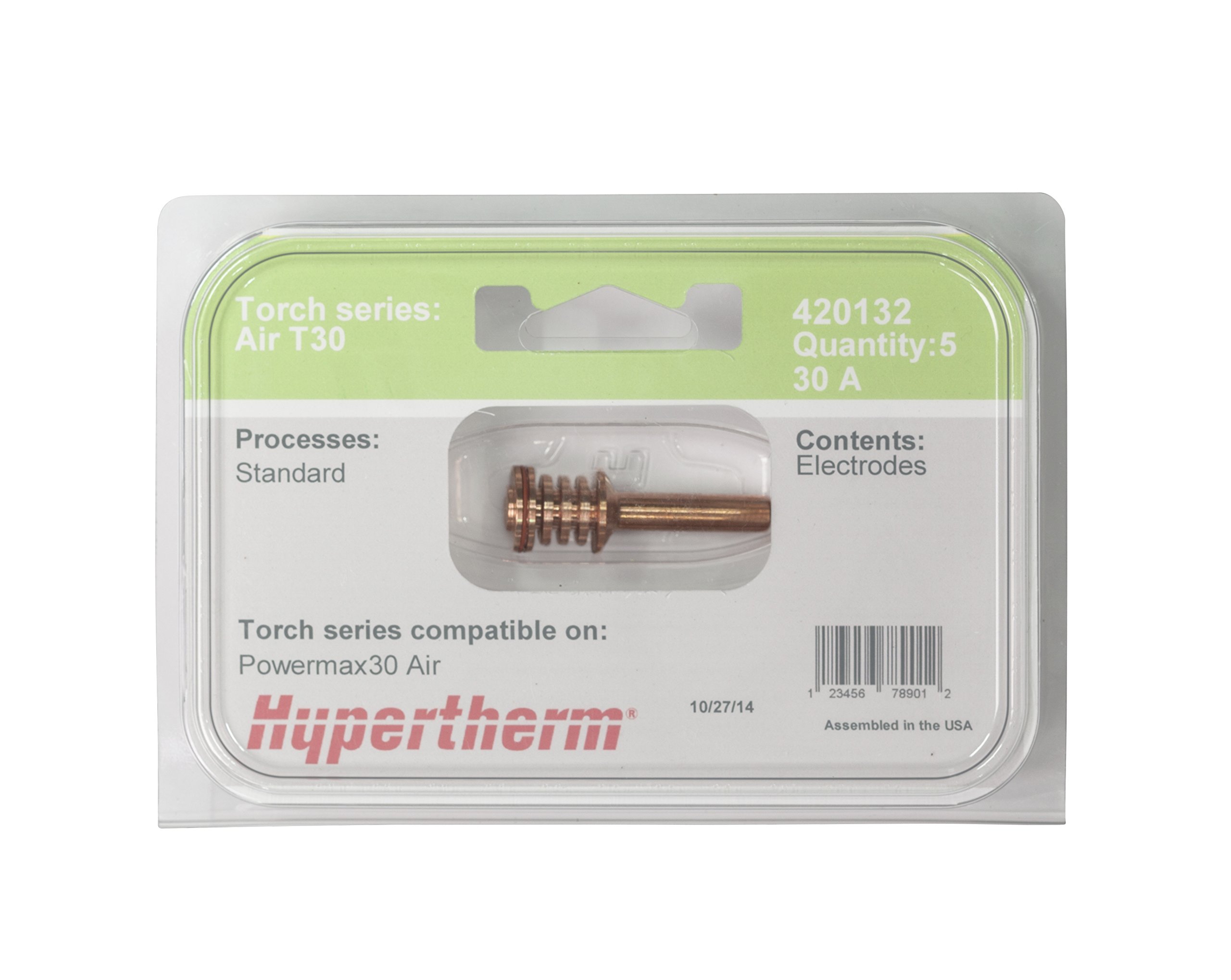 Hypertherm 420132 Plasma Cutter Electrode for Powermax30 AIR - Replacement Part for Metal Cutting & Fabrication | Perfect for DIY Projects, Automotive Repair & Industrial Use