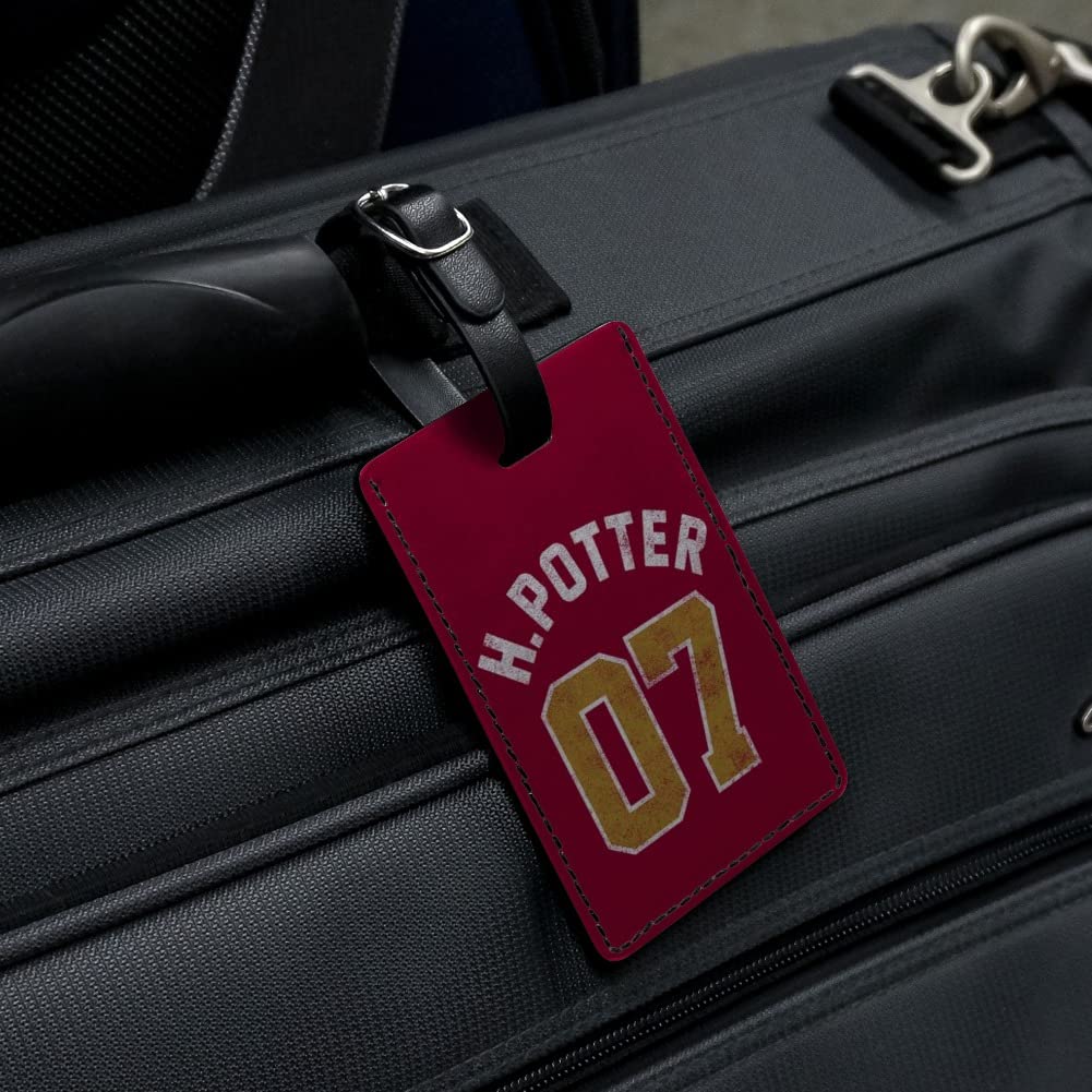 Harry Potter Inspired Leather Luggage Tag - Personalized Rectangle Carry-On ID Tag for Suitcases & Bags - Perfect for Travel, Business Trips & Harry Potter Fans