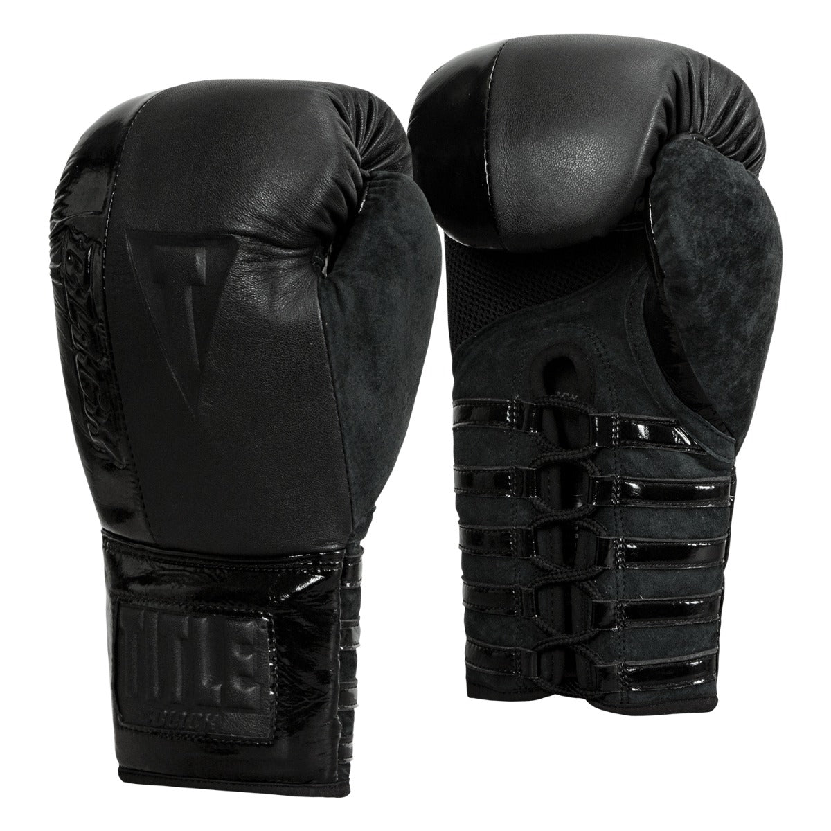 Black Blast Lace-Up Boxing Gloves for Training - Premium Leather Punching Gloves for Men & Women - Perfect for Boxing, MMA, Kickboxing & Fitness Workouts
