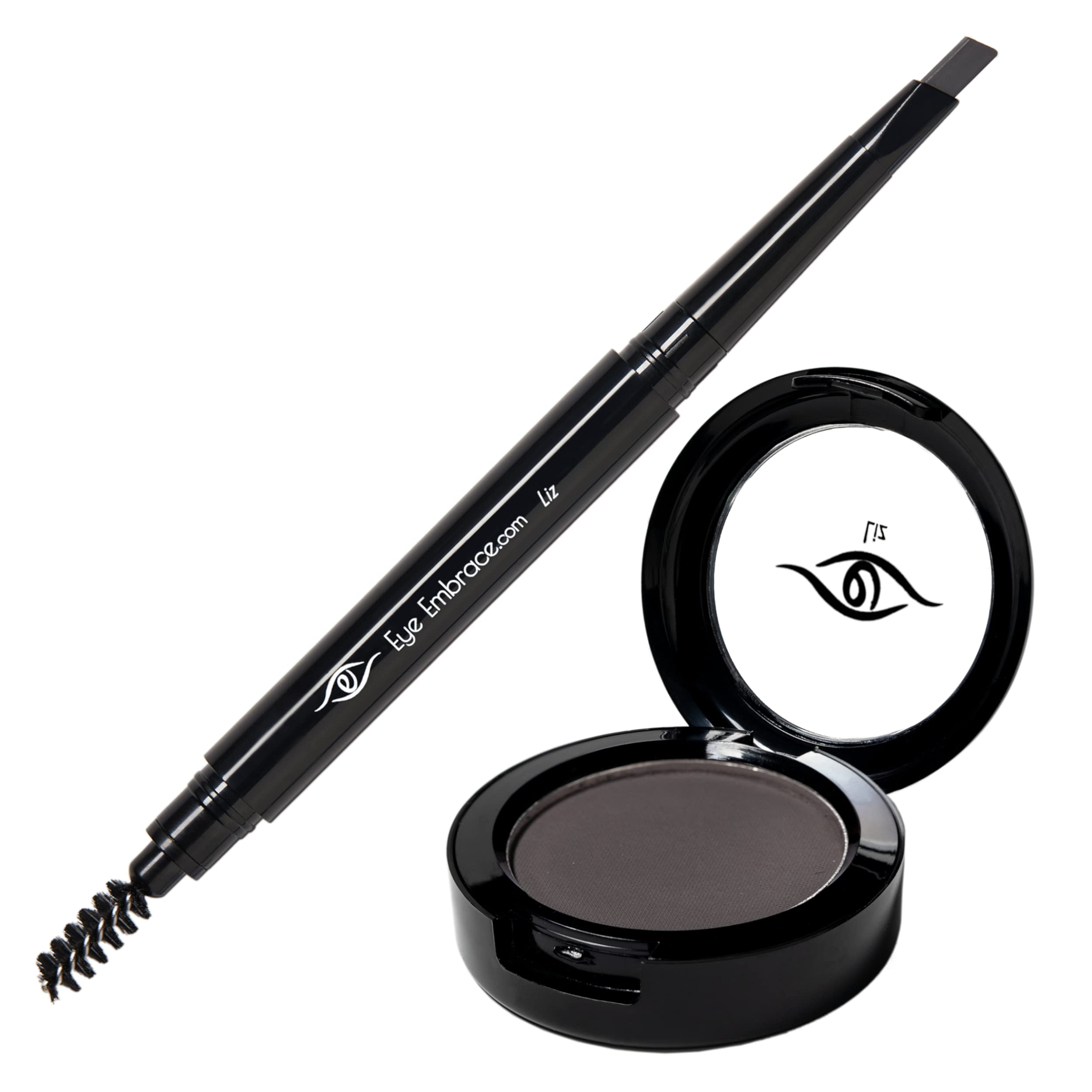 Eye Embrace Liz: Medium Gray Eyebrow Pencil & Powder Kit - Natural Looking Brows for Everyday Makeup & Professional Styling