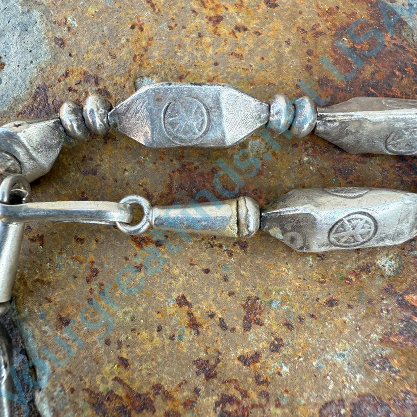 Vintage Stamp Decorated Sterling Silver Bead Necklace - Handmade Jewelry for Women, Unique Gift Idea - Perfect for Boho Style, Weddings & Special Occasions