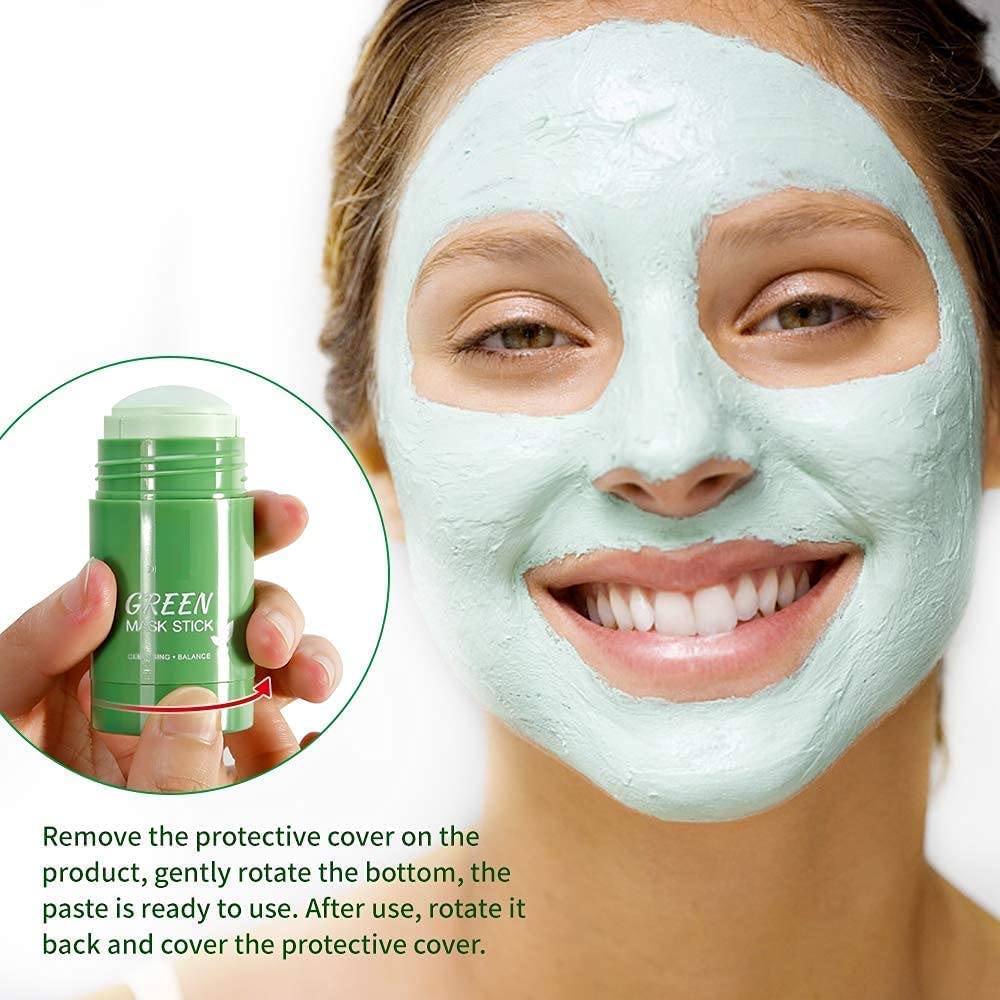 Green Tea Cleansing Mask Stick for Face - Blackhead & Whitehead Remover, Oil Control & Anti-Acne Treatment - Natural Green Mask Stick for Men & Women | Perfect for Daily Skincare Routine & Deep Pore Cleansing