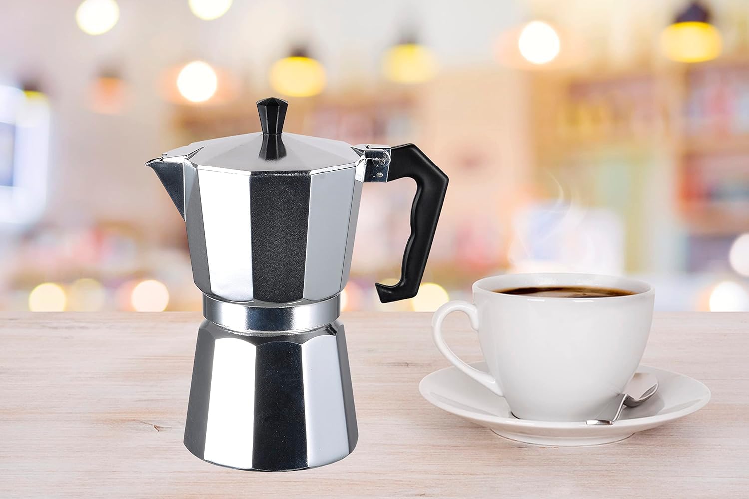 Italian Moka Pot Stovetop Espresso Maker - 3 Cup Silver for Home & Office Brewing