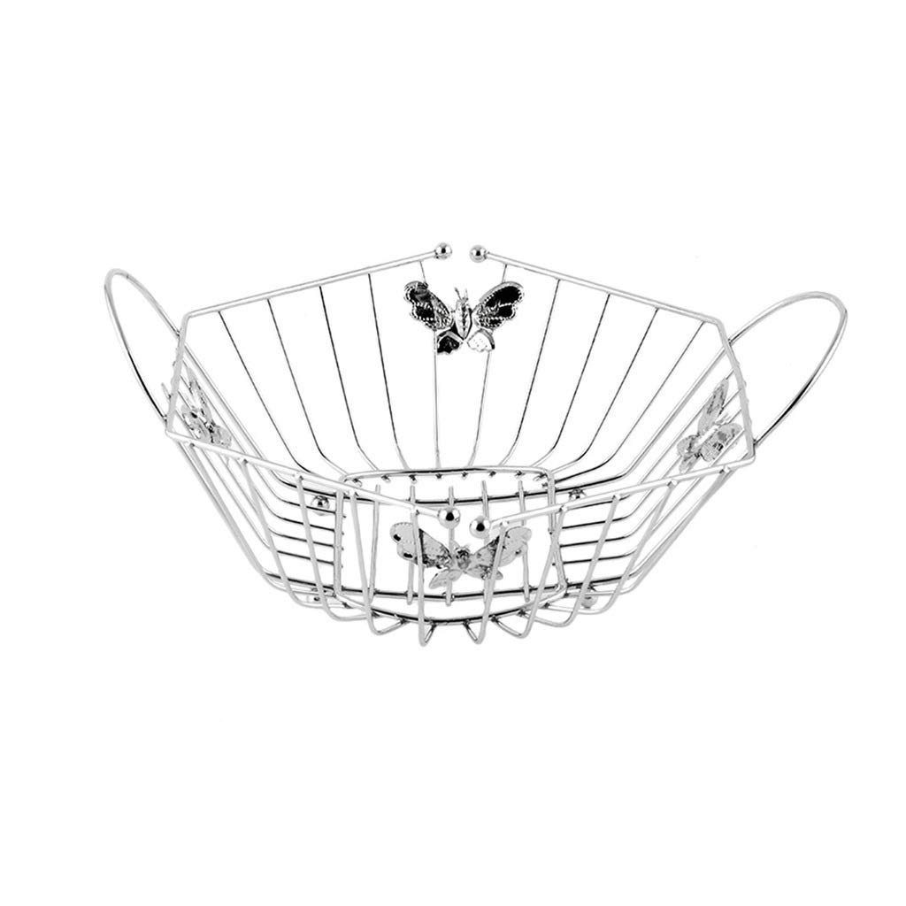 ZYSWP Iron Storage Basket for Fruits, Snacks & Vegetables - Durable Home Organizer in Silver | Perfect for Kitchen Counter, Pantry & Dining Table Decor