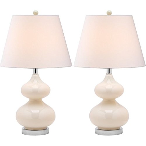 SAFAVIEH Eva Modern Pearl Double Gourd Glass Table Lamp Set of 2 - 24