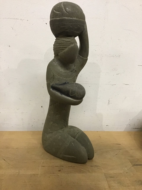 11-Inch Gray Stone Statue - Handcrafted Home Decor for Garden, Patio, or Indoor Display | Perfect for Feng Shui, Meditation Spaces & Gift Giving