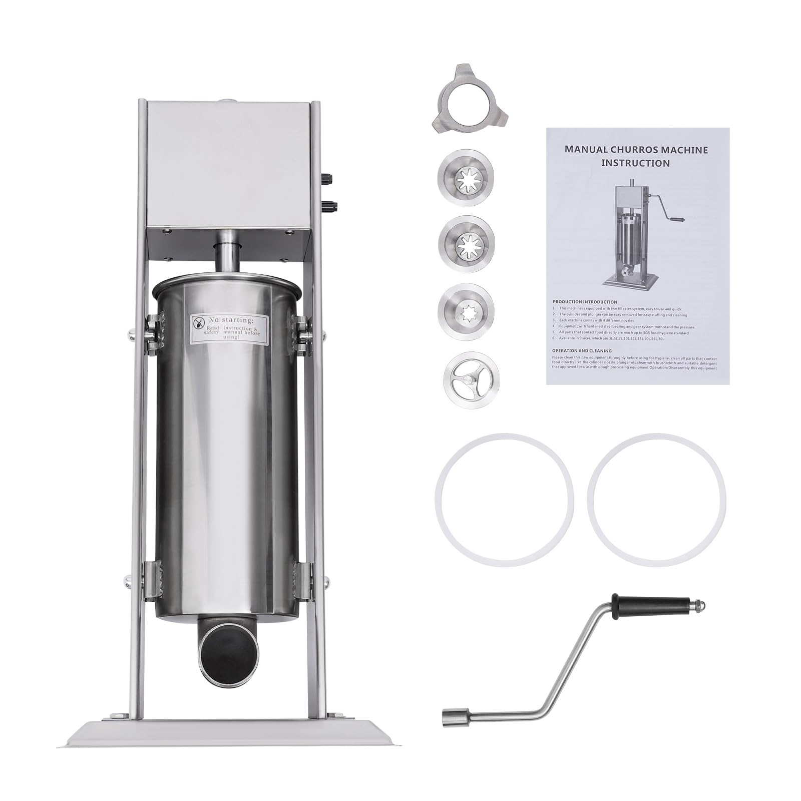 Commercial 5L Manual Churros Maker Machine - Stainless Steel Vertical Donut Maker with 4 Nozzles for Home, Restaurants, Bakeries | Perfect for Latin Desserts, Street Food, Breakfast & Party Snacks