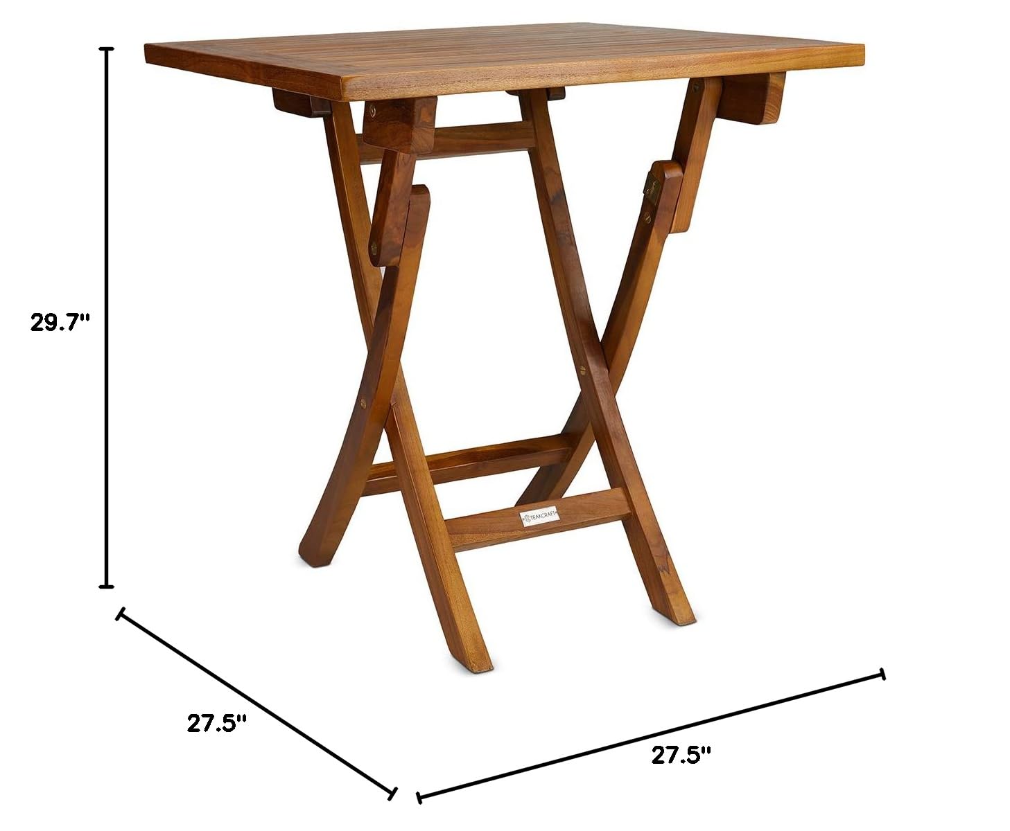 Premium Teak Folding Square Table 27.5x27.5x30 Inch - Fully Assembled Outdoor Dining Table for Garden, Patio, Boat Deck, Bistro & Backyard - Weather-Resistant Wooden Furniture for Entertaining & Al Fresco Dining