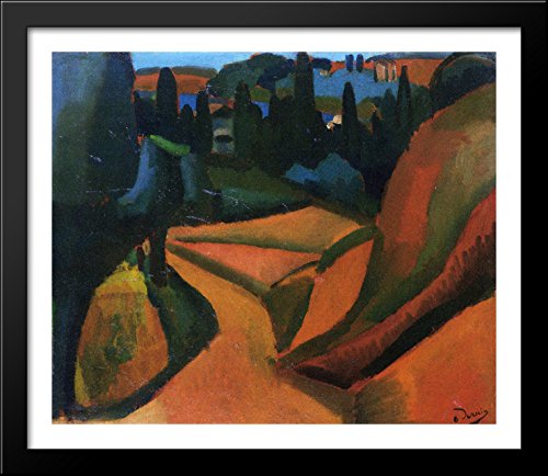 Andre Derain Landscape Near Martigues 32x28 Inch Black Wood Framed Wall Art Print - Modern Home Decor for Living Room, Bedroom & Office