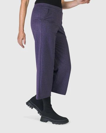 AP814E Folklore Easy Eggplant Purple Women's Casual Pants - Comfortable Stretchy Lounge Pants for Home, Yoga & Travel