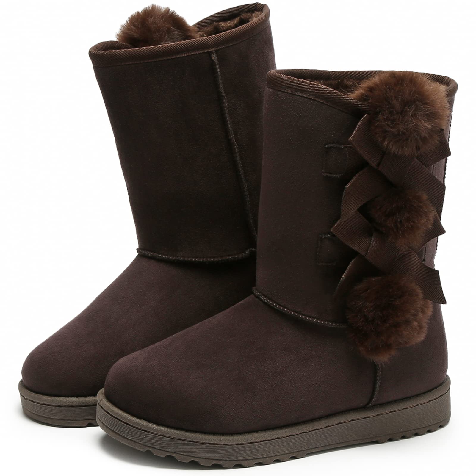 Women's Winter Snow Boots - Mid Calf Warm Fur Lined Slip On Fashion Booties for Cold Weather & Outdoor Activities