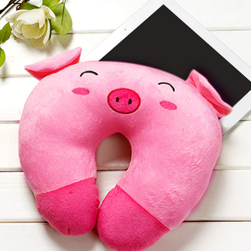 **Soft Animal Travel Pillow for Kids & Toddlers - U-Shaped Neck Support, Plush Head & Chin Cushion, Cozy Airplane & Car Ride Essential - Perfect Gift for Children (Pink Pig)**    *Use Case: Ideal for long flights, road trips, naps, and cozy comfort during travel.*