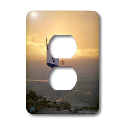 3D Rose Israeli Flag Flying at Sunset Light Switch Cover - Decorative Wall Plate for Home, Office, or Dorm Room Decor