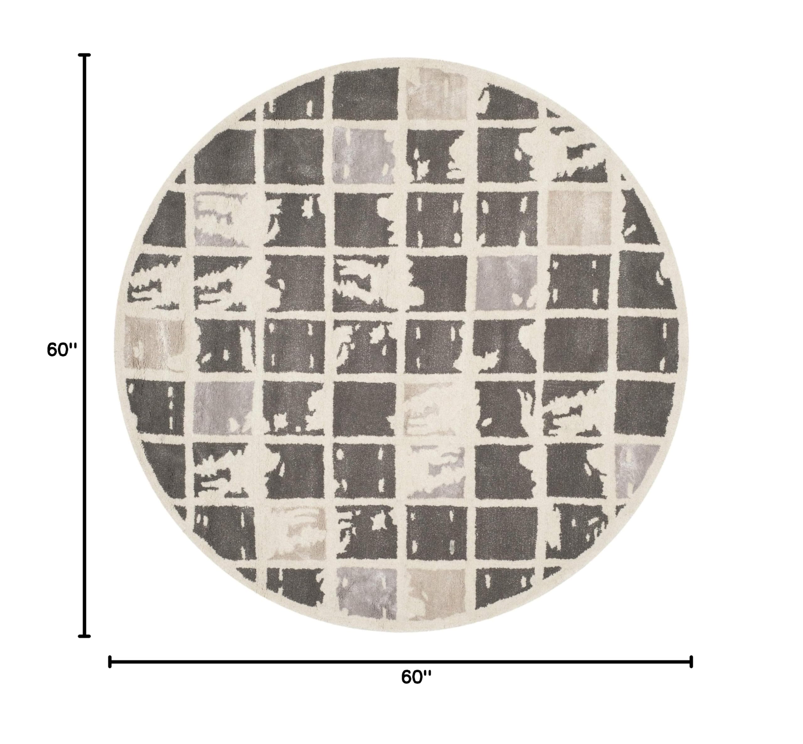 SAFAVIEH Bella Collection 5' Round Dark Grey/Ivory BEL130A Handmade Premium Wool Area Rug - Soft & Durable for Living Room, Bedroom & Office Decor