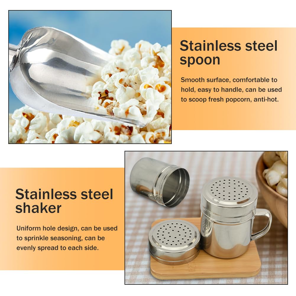 203 PCS Popcorn Machine Supplies Kit - 200 Popcorn Paper Bags, Scoop & 2 Salt Shakers - Commercial Popcorn Popper Accessories for Movie Theaters, Carnivals & Home Theater Snacks
