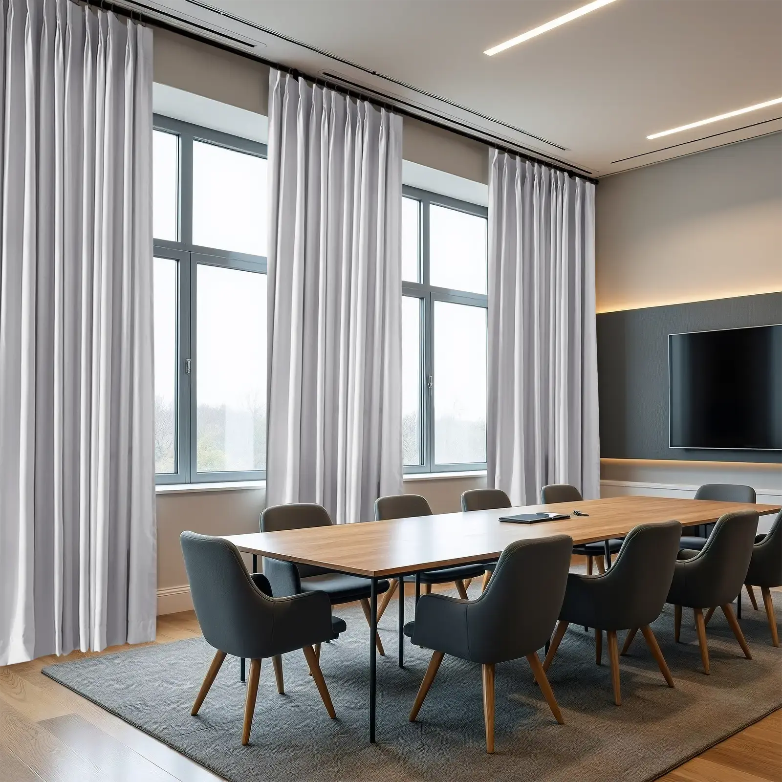 Flame Retardant Pleated Curtains - Fireproof & Heat Resistant for Home Safety - Perfect for Living Room, Bedroom & Office Decor