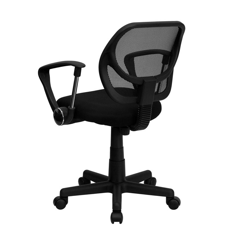 FLASH Neri Kids Low Back Black Mesh Swivel Task Office Chair with Curved Square Back and Arms - Ergonomic Study Chair for Children, Perfect for Homework, Online Classes & Gaming Desks