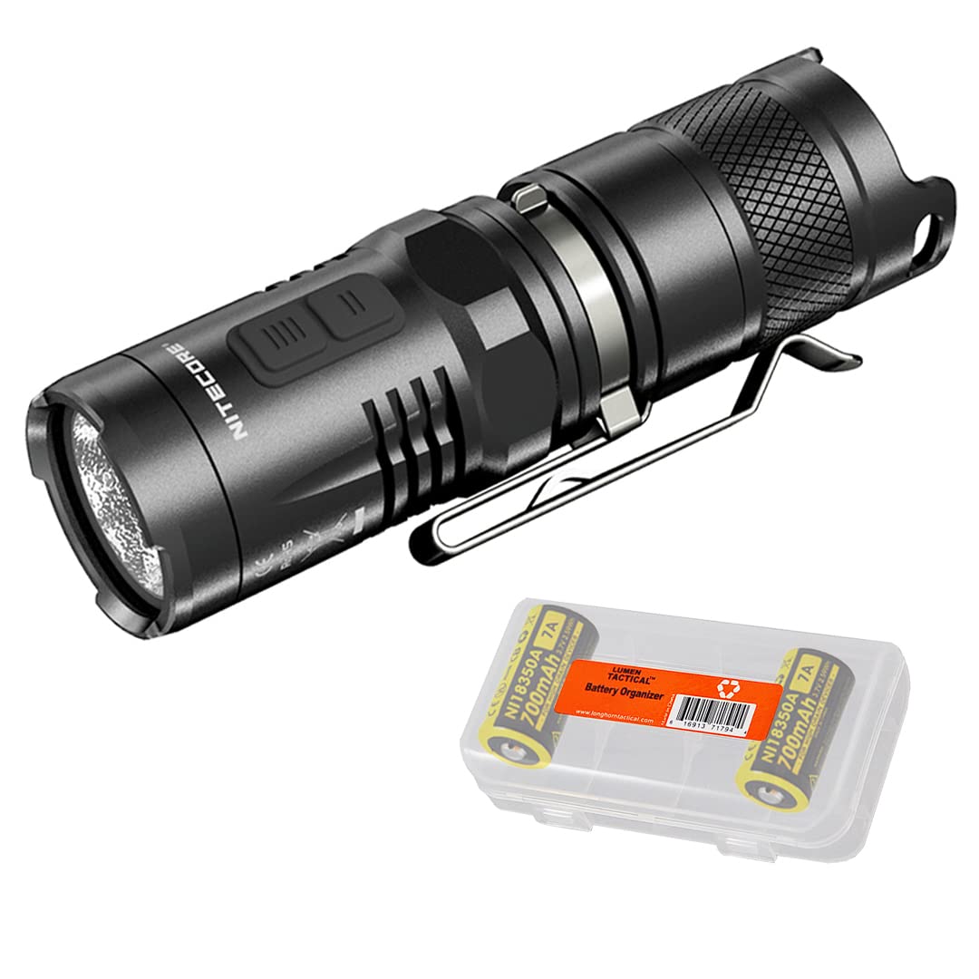 Nitecore MT10C 920 Lumen Tactical Flashlight with Red Light - Rechargeable, Includes 2 Batteries & LumenTac Organizer - Perfect for Camping, Hiking, and Emergency Preparedness