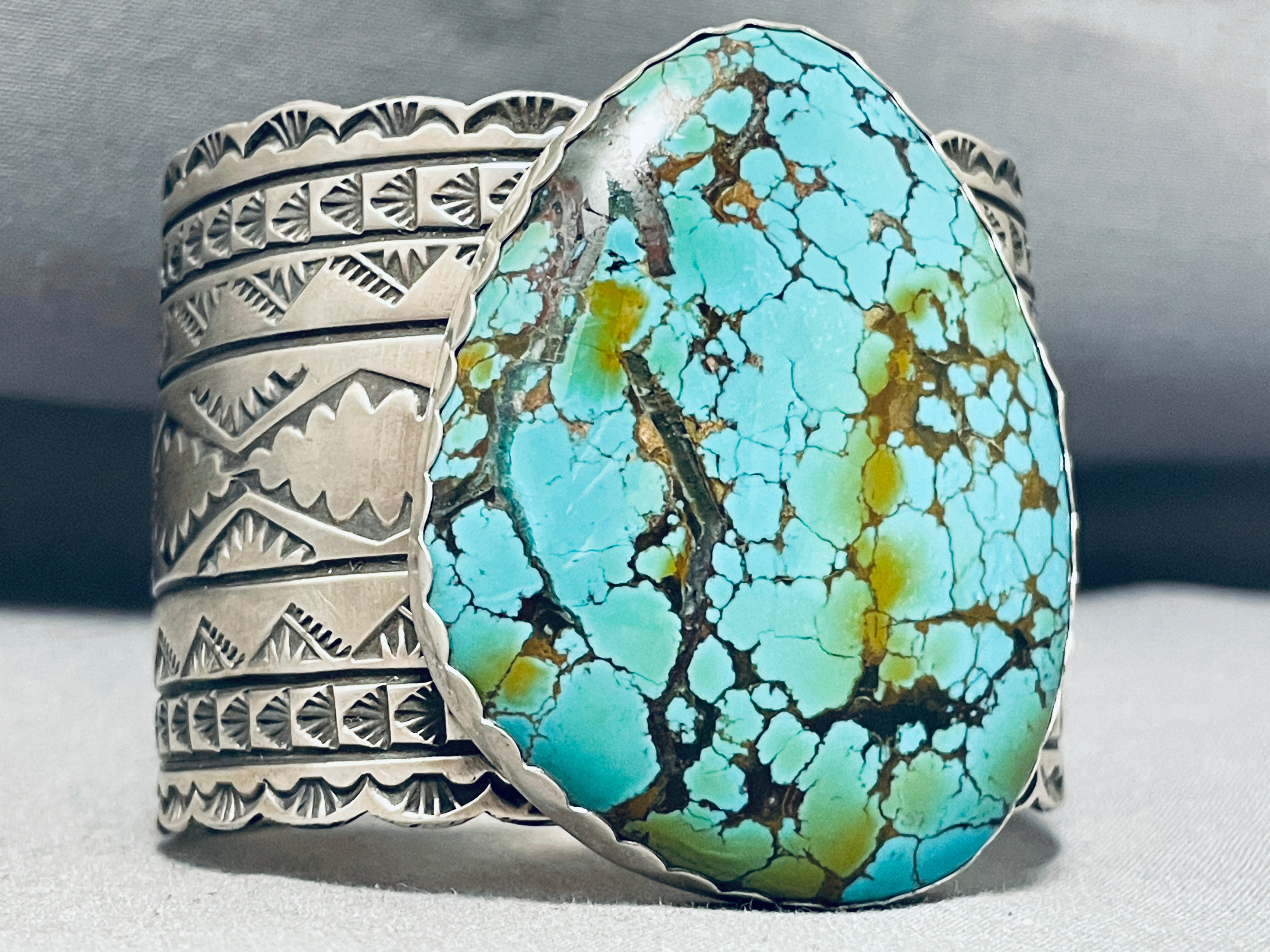 100+ Gram Authentic Native American Navajo Spiderweb Turquoise Sterling Silver Bracelet - Handmade Southwest Jewelry for Women & Men - Perfect for Boho, Western & Festival Fashion
