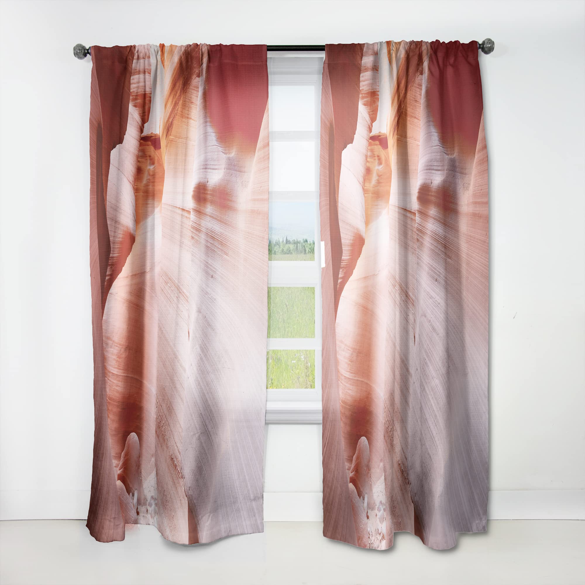DesignQ Thermal Insulated Curtains 'Sun Rays in Antelope Canyon' - 52x95 Inch Single Panel Blackout Drapes for Bedroom & Living Room - Energy Saving Window Treatment for Home Decor