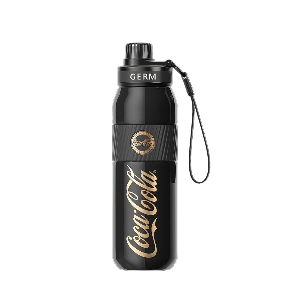 GERM x Coca Cola Stainless Steel Vacuum Insulated Water Bottle 580ml (20oz) - Black Gold - Leakproof Thermos for Sports, Gym, Hiking & Outdoor Activities