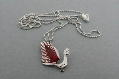 Elegant Peacock Wire Pendant Necklace with 45cm Red Ball Chain - Perfect for Parties, Gifts & Boho Fashion