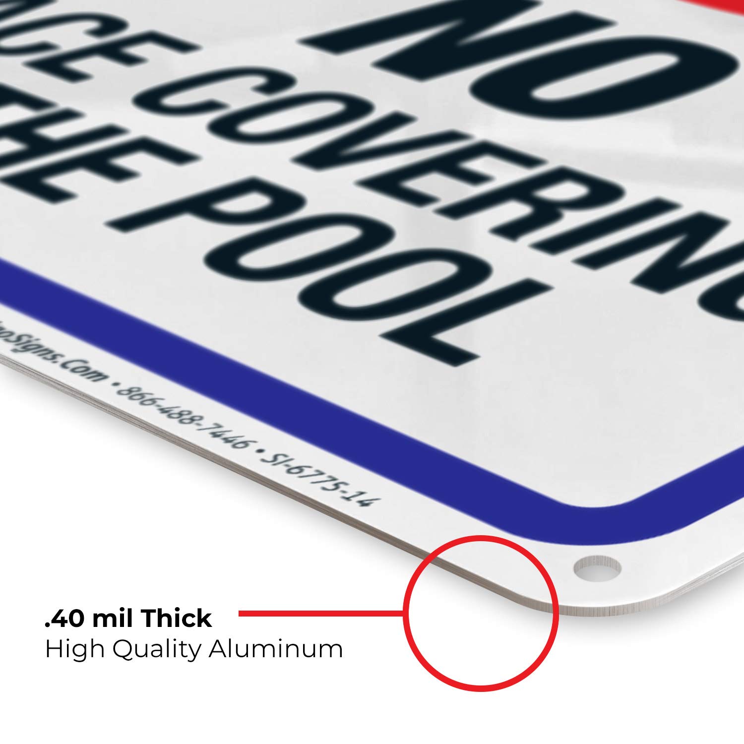 10x14 Inches No Face Covering in The Pool Sign, Rust-Free .040 Aluminum, Fade Resistant, Indoor/Outdoor Use, Made in USA, Ideal for Public Pools, Swim Clubs, and Water Parks