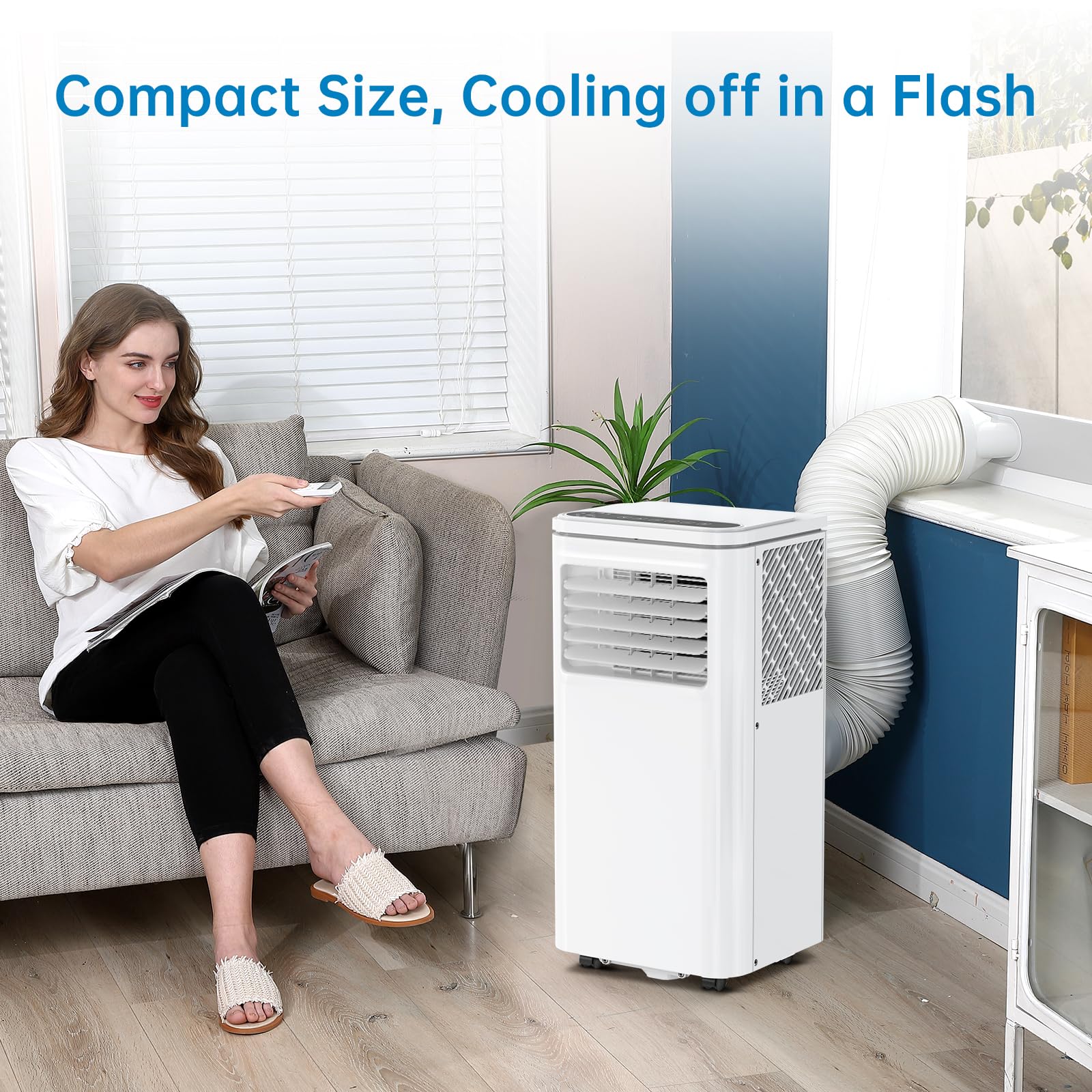 Portable Air Conditioner - 8000 BTU Cooling Power, Energy Efficient, Quiet AC Unit for Home & Office - Perfect for Bedrooms, Living Rooms & Small Spaces